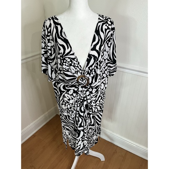 Beach Belle Zebra Splash Plus Size Ring Front Tunic Swimwear Cover Women Size 3X - Picture 1 of 9